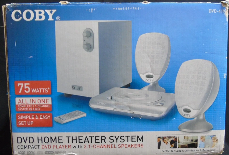 Coby DVD-419 DVD w/Home Theater Speakers -- New Open Box - Image 2 of 4