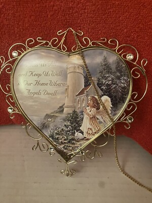 Bless Us All painted glass HEART Sun Catcher 8''. DWK171