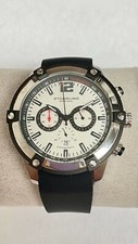 Stuhrling Original Men's White Dial Black Rubber Strap Chronograph and Date