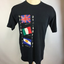 Vintage 80s 90s UMBRO Brasil England Italy Soccer USA Flag Championship T Shirt 