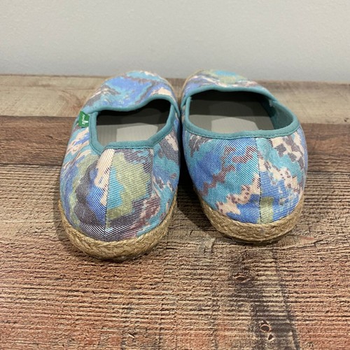 Sanuk blaue abstrakt bedruckte Slipper Espadrille Ballerinas Größe 7 - Bild 4 von 8