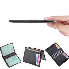 Slim Thin Mens Leather Bifold ID Wallet Credit Card Holder Driver's License Case