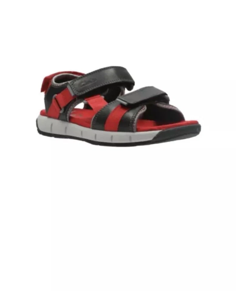 CLARKS BOYS JOLLY CRAZY RED CASUAL COMBI LEATHER SANDALS 1.5 G - Image 4 of 4