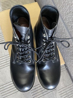 Red Wing Boots 8165 Embroidered Feather Tag US:7.5E Leather Black 