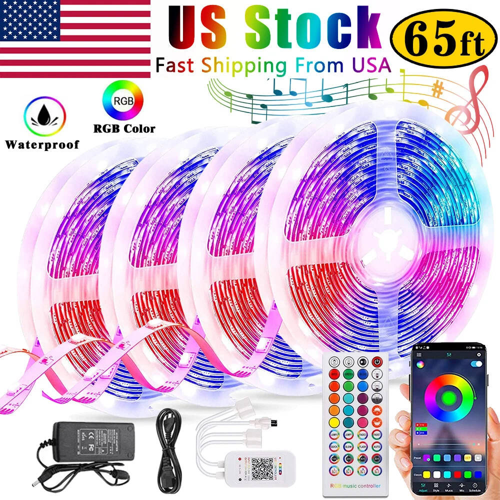 LED Strip Fairy Lights 65.6ft Bluetooth 5050 RGB Color Changing Decor Room Party