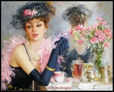 Tea time - DIY DMC Chart Counted Cross Stitch Patterns Needlework Embroidery 