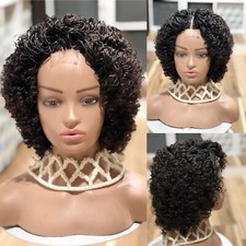 Braided micro twist afro curly wig. just as pictured. color is Brown mix