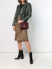 Alaïa Dark Green Distressed Biker Jacket