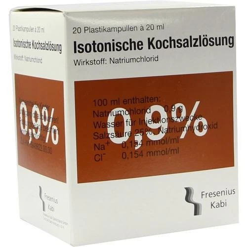 FRESENIUS KABI DEUTSCHLAND GMBH KOCHSALZLÖSUNG 0,9% Plastikamp.Fresenius 20X20ml PZN 3655664