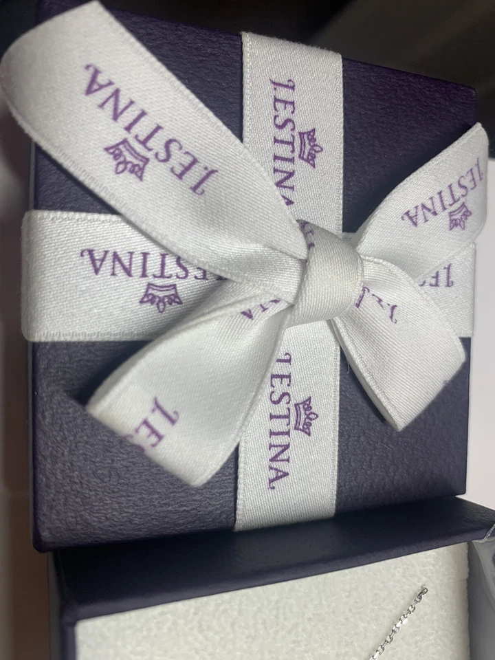 Collar J.ESTINA Jestina Rosa Mioello Nuevo en Caja Plata + Rosa Piedra Bailarina Envoltura de Regalo Foto 4 de 4