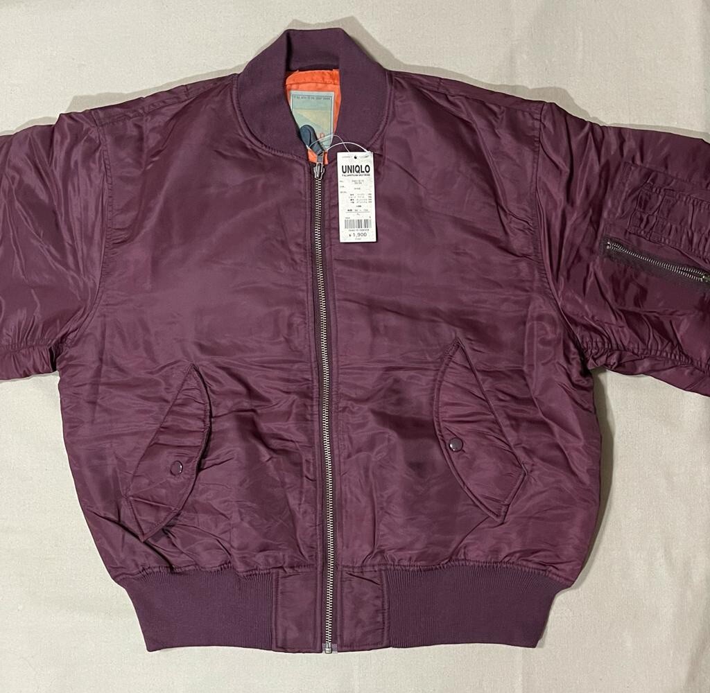 UNIQLO Original Men's Vintage Burgundy Bomber Jacket, Size UNIQLO Original Men's Vintage Burgundy Bomber Jacket, Size