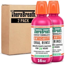 TheraBreath Anticavity Fluoride Mouthwash, Sparkle Mint, 16 fl oz (2-Pack)