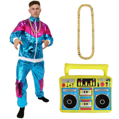 MUSCHELANZUG KOSTÜM 80ER CHAV CHAIN SCOUSE 80S TRAININGSANZUG JUNGGESELLENABSCHIED FANCY DRESS 