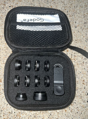 Godefa 11 in 1 Cell Phone Lens Kit Super Wide Fisheye Macro w Instructions Case