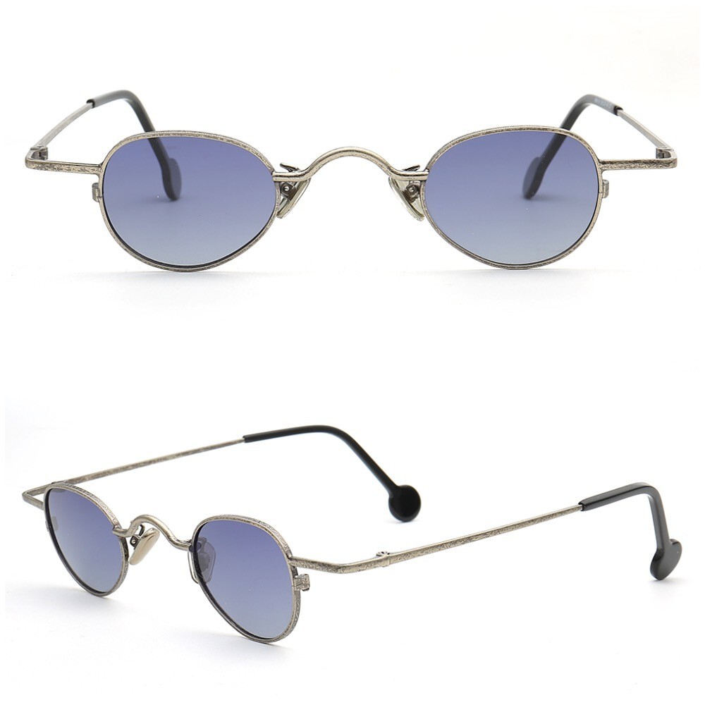 Retro Men Oval Polarized Sunglasses Nerd Round Women Sun  display picture 2