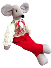 Weighted Mouse Stuffed Animal Sitting Handmade Red Green Vest Christmas Toy 25in