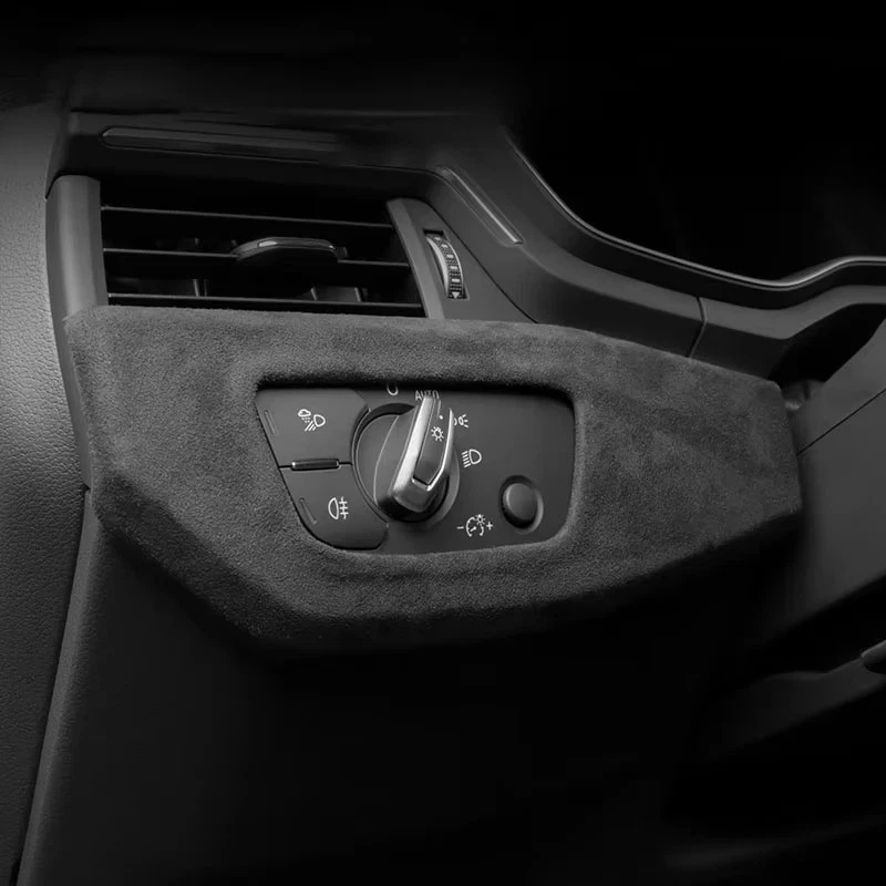 Cubierta de perilla de cambio de marco de control central de gamuza Alcantara para Audi A4L Foto 3 de 4