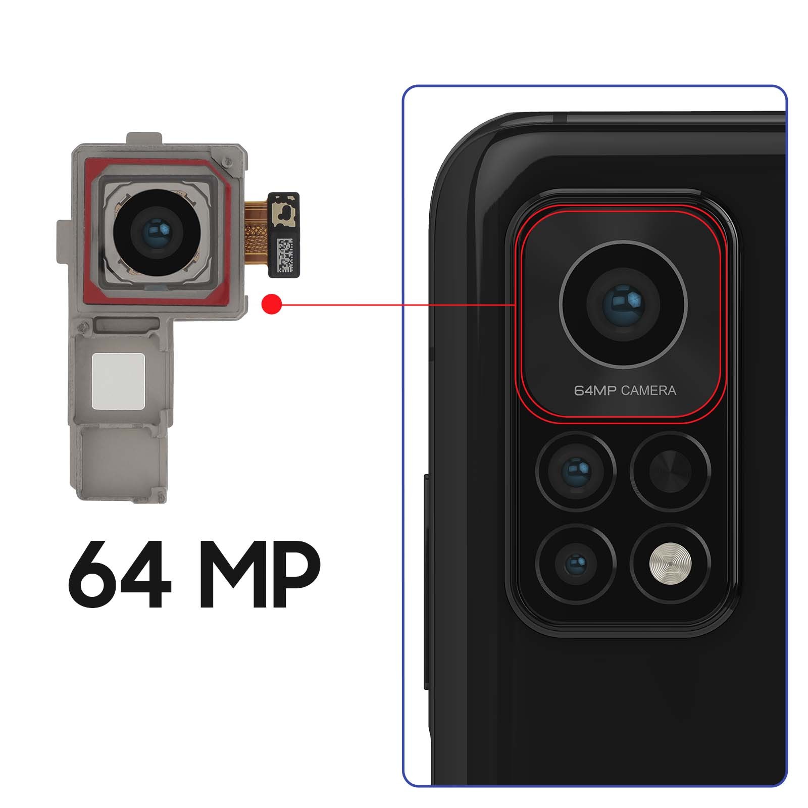 Module caméra arrière Xiaomi Mi 10T 5G Clappio objectif de remplacement 64MP - 3