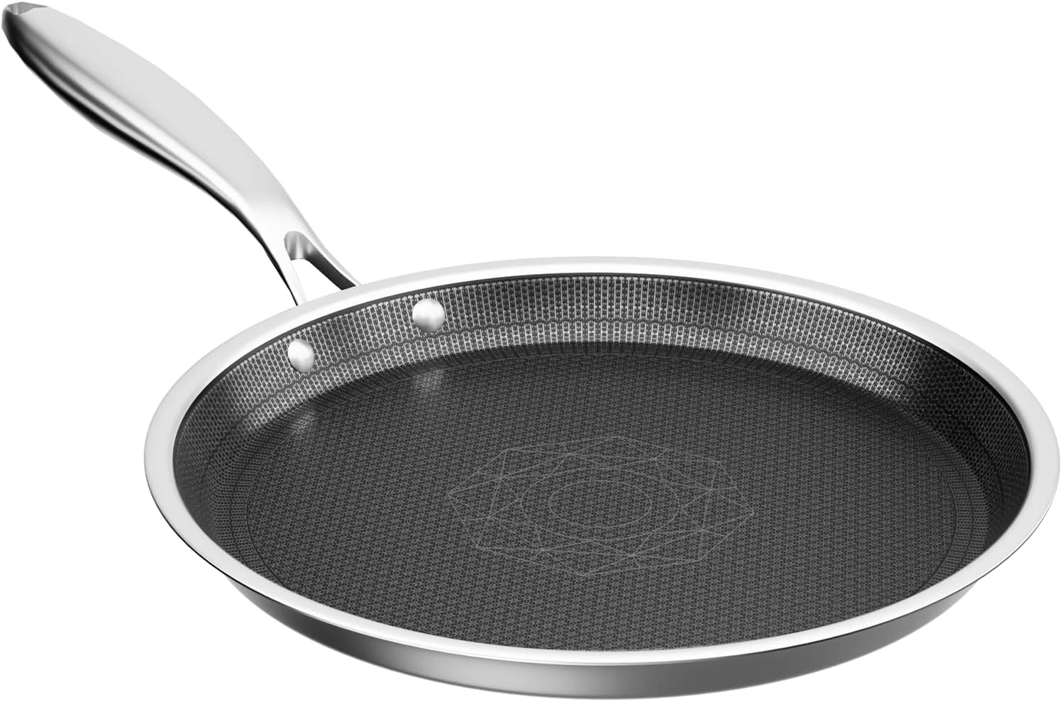 11" Non-Stick Stainless Steel Griddle Pan with Stay-Cool Handle, Oven Safe