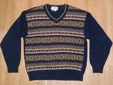 Vintage Eddie Bauer Wool Blend Knit Sweater - Made In USA - Small Birds Eye 90's
