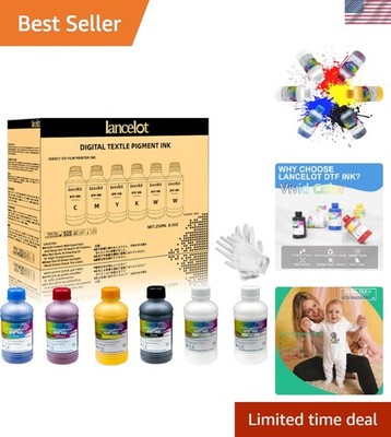 250ml×6 CMYK+2W - Vibrant Durable Anti-Clog PET Film Transfer Ink, Compatible...