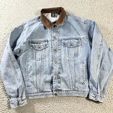 Vintage Looney Tunes Taz Jacket Mens Medium Blue Denim Warner Bros 90s