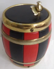 VINTAGE 1950'S MCM MID CENTURY CIGARETTE DISPENSER HOLDER TABLETOP BARREL EUC