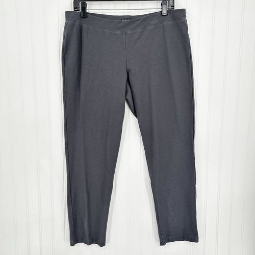 Eileen Fisher Pants Large Washable Crepe Slim Ankle Gray Coastal ContemporaryEUC - Picture 1 of 13