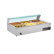 Commercial Food Warmer, 1500W Electric Stainless Steel Steam Food Warmer with Gl