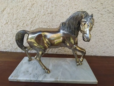 Grand Cheval en régule sur marbre 34 cm - Photo 1/4