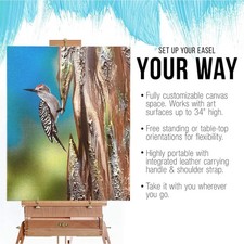 U.S. Art Supply Large Beechwood French Easel, Adjustable Plein Air Easels Sketch