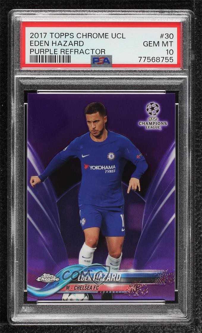 2017 Topps Chrome UCL Purple Refractor 20/250 Eden Hazard #30 PSA 10 GEM MT 0hg