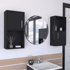 Wall Mounted Bathroom Medicine Cabinet Eak 24" H, Two Doors, Two Shelves,Black