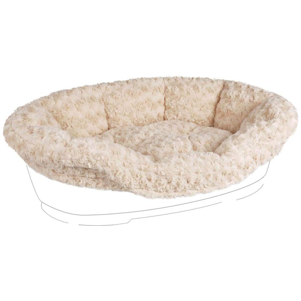 Housse lit chien Domus 95/110 cm en tissu beige lavable pour grand canapé de repos canin