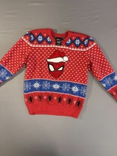 Marvel Spiderman Disney Christmas Sweater Kids Youth Sz Large Red  Blue