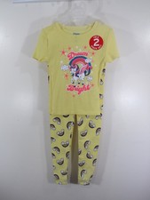 New 2 piece set Kidgets Pajamas Size 4T Yellow Unicorns Rainbows