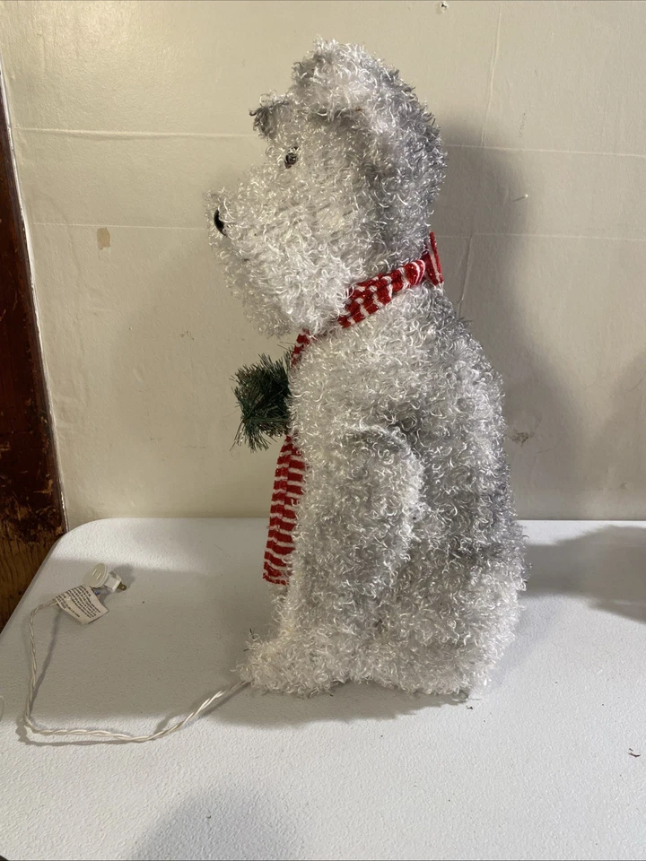 Navidad Iluminado Perro Blanco y Gris Terrier Interior Exterior Decoración de Navidad Foto 3 de 4