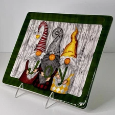 Christmas Winter Holiday Ceramic Serving Platter, 10 x 8-Inches, Gnome Joy