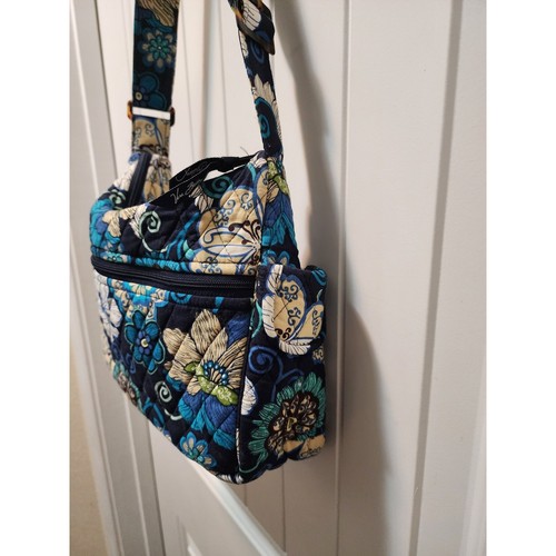 Vera Bradley Mod Floral Blue Quilted Shoulder Bag Tote Purse VTG Y2K Zip - Picture 4 of 12
