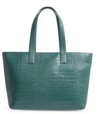 Nordstrom Celia Croc Embossed Leather Tote Green 
