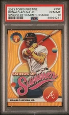 2023 Topps Pristine Ronald Acuna Jr. Swings of Summer Orange /25 PSA 10 Braves