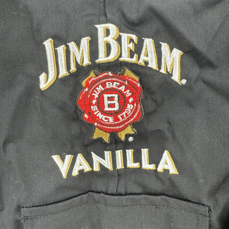Camisa masculina Jim Beam manga longa pequena bordada baunilha preta trabalhador - Imagem 3 de 4