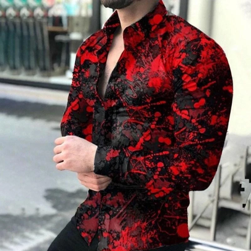 Camisa estampada manga larga hombre new arrivals