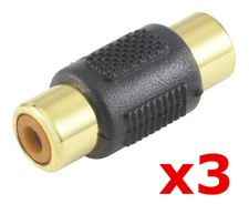 3 Pack RCA Coupler Barrel Connector Extension Joiner Audio Adapter Female Jack