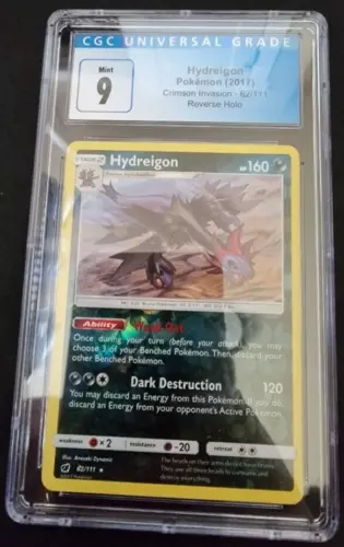 Reverse Holo Foil Hydreigon 62/111 Crimson Invasion Set Pokemon Cards CGC 9 MINT
