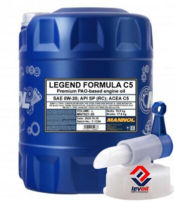 20 L  MANNOL Legend Formula C5 Motoröl 0W-20 dexos1 MB 229.71 BMW LL-17FE+ Hahn