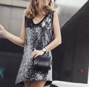 zara black and silver dress