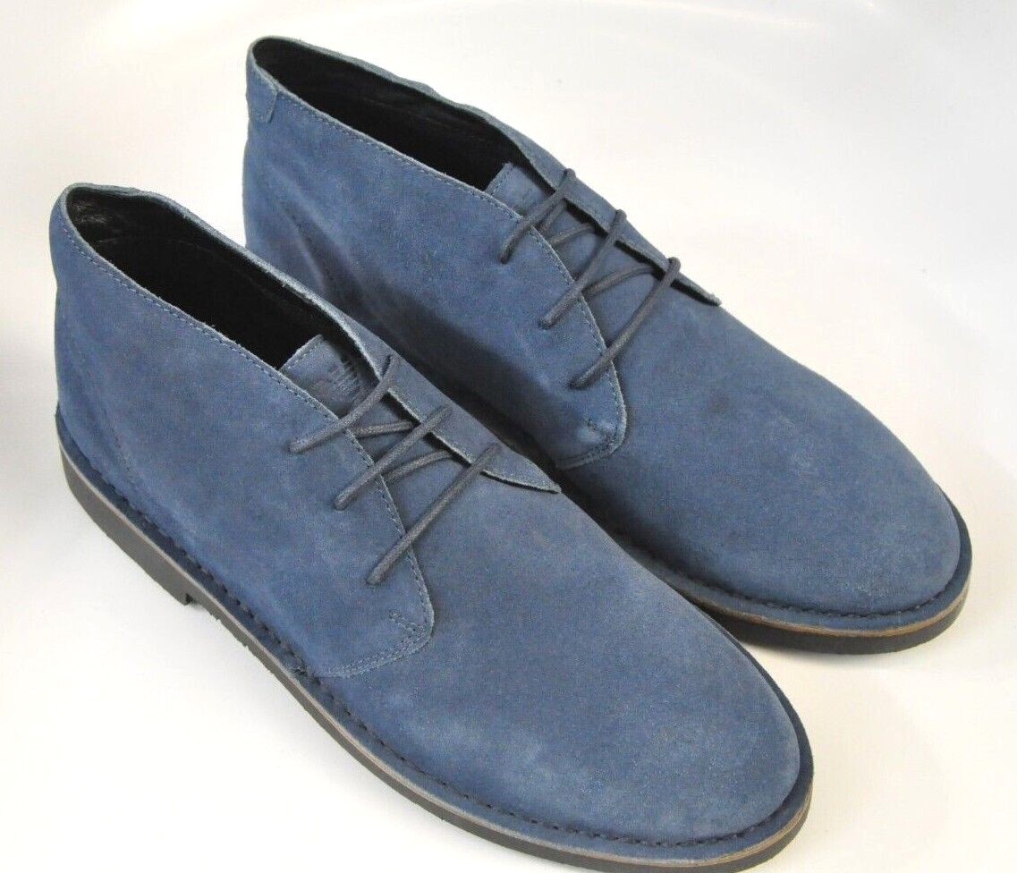 Armani Jeans Men\'s Size UK 8 US 9 Desert Stitch Genuine Leather Chukka Boot Blue denim-blue-suede-mens-italian-  main image 2