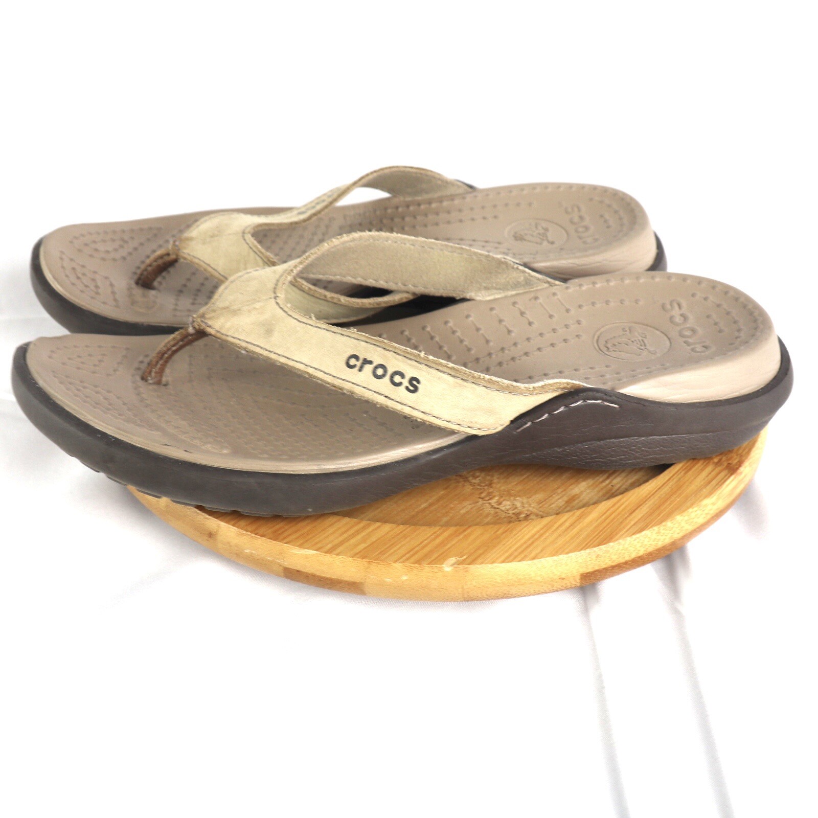 Crocs Capri V Flip Flops Sandals Dual Comfort Beige Tan Women's Size 7 |  eBay
