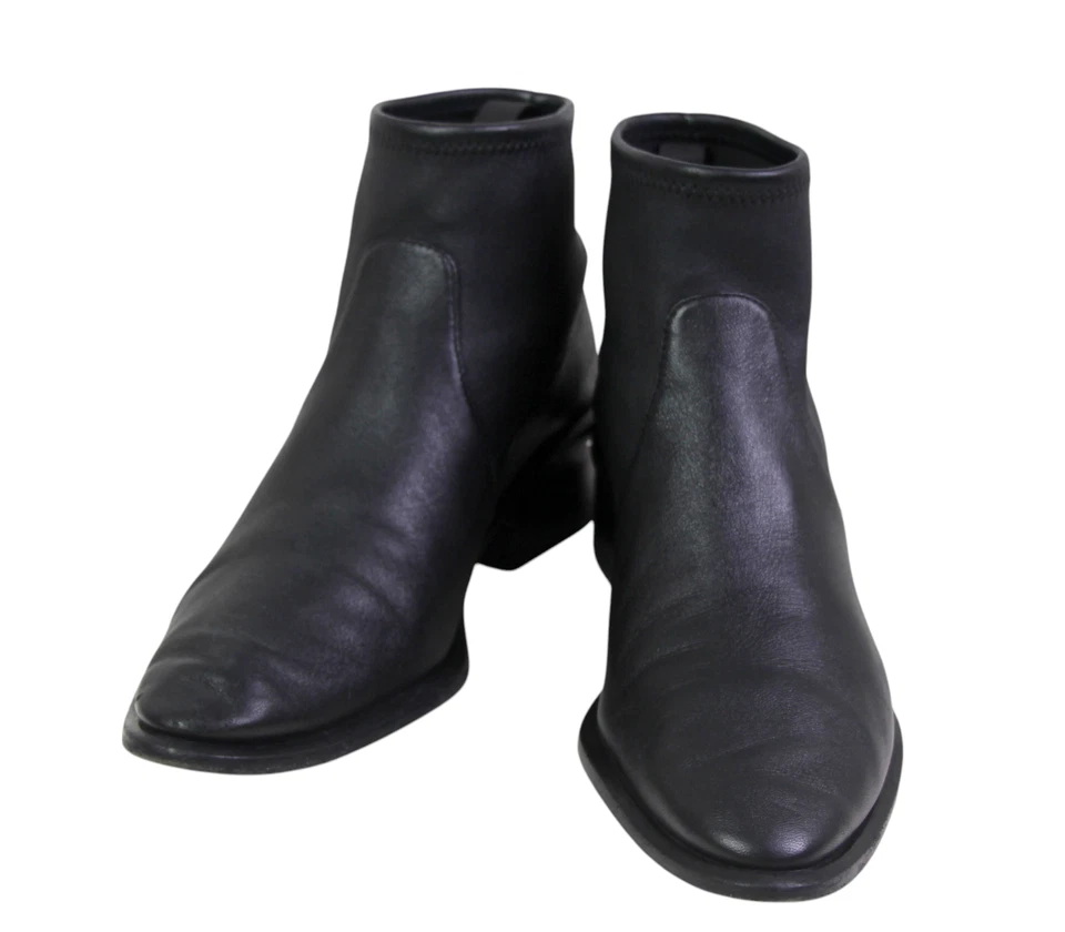 Alexander Wang BOTINES NEGROS DE CUERO REAL TACÓN BAJO PUNTA REDONDA Talla 39 Foto 2 de 4